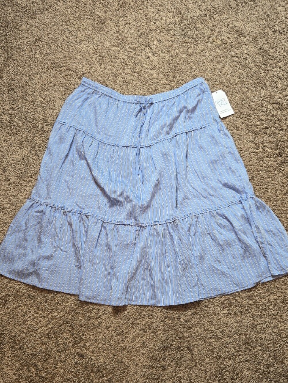 Time and Tru XXL 20 Tiered Print Blue Plus Size Skirt